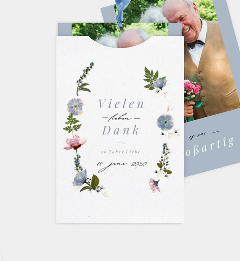 Dankeskarte Goldene-Hochzeit Blossom of love