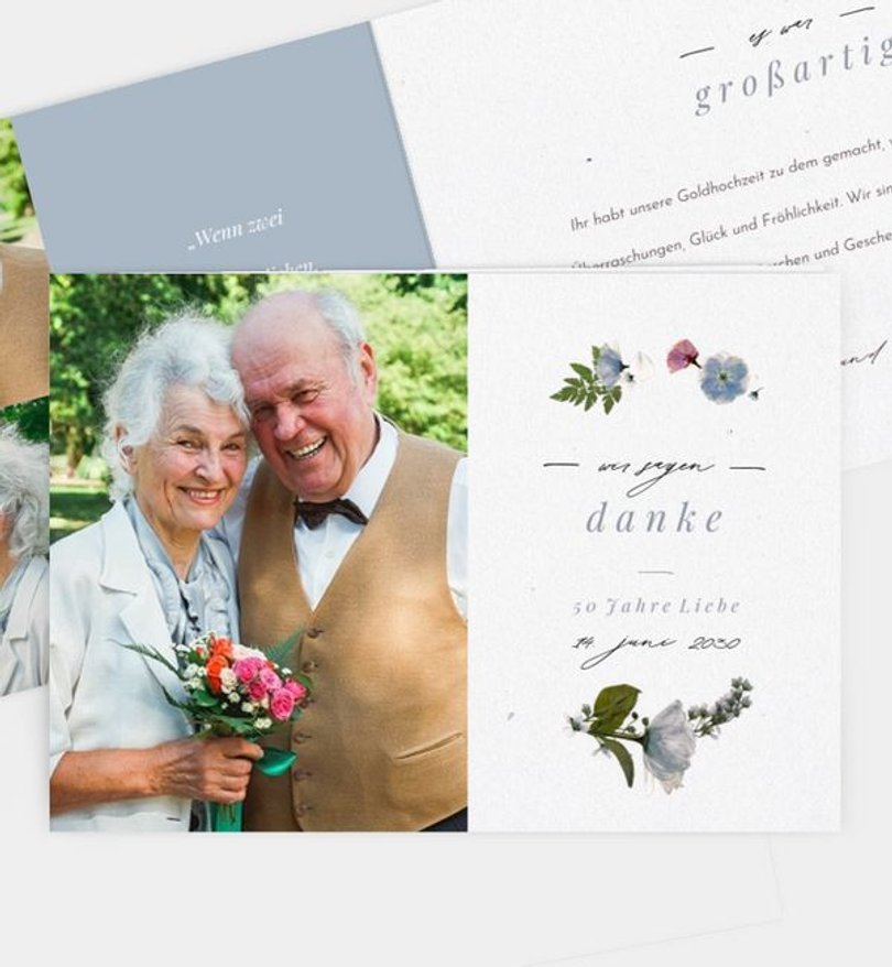 Dankeskarte Goldene-Hochzeit Blossom of love