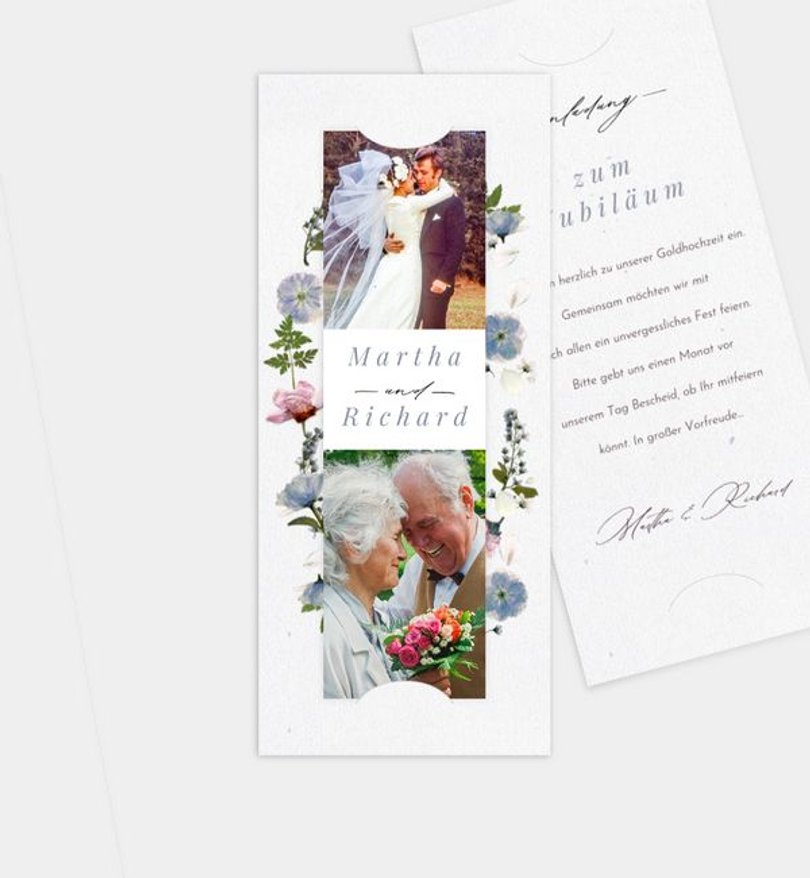 Einladungskarte Goldene-Hochzeit Blossom of love