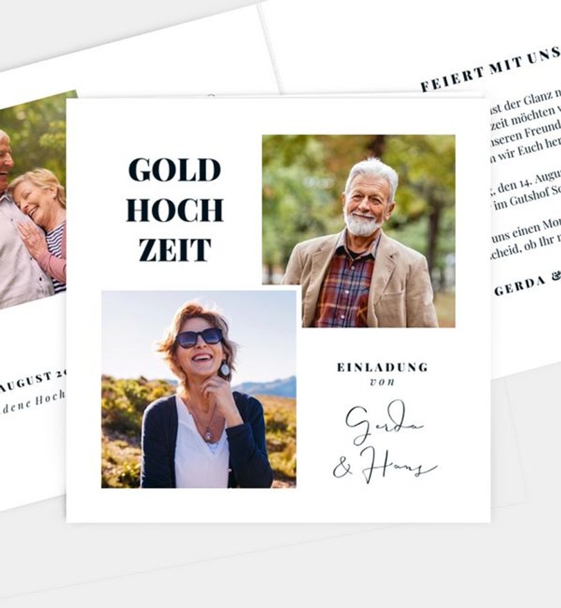 Einladungskarte Goldene-Hochzeit Memory