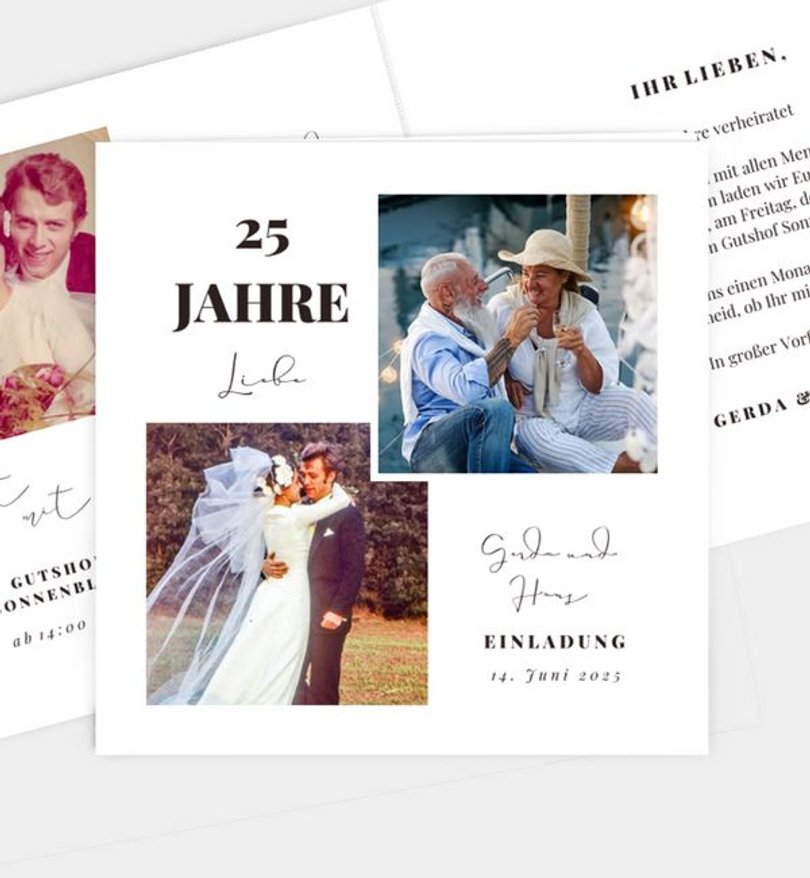 Einladungskarte Silberhochzeit Memory