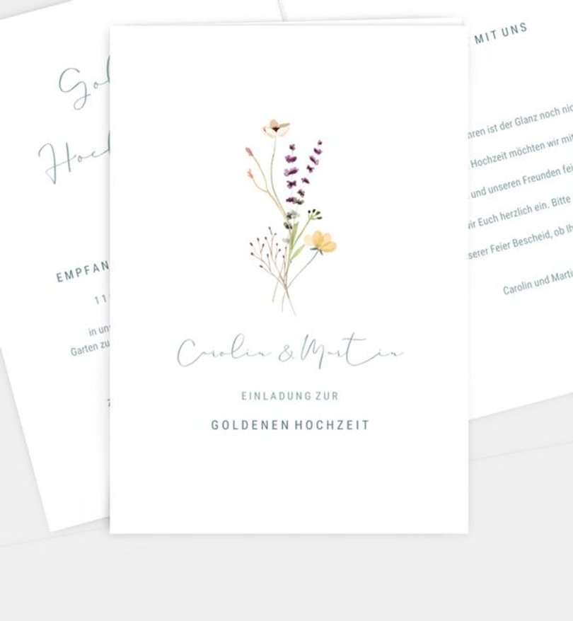 Einladungskarte Goldene-Hochzeit Decent Summer