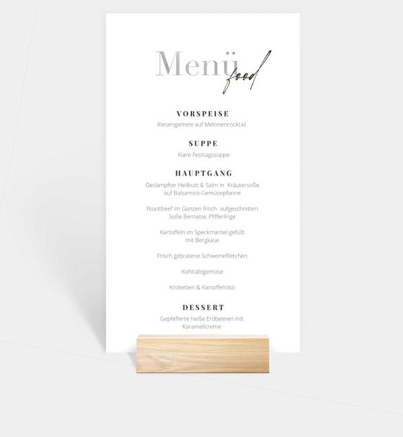 Menükarte Silberhochzeit Minimal Modern