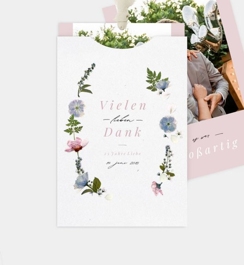 Dankeskarte Silberhochzeit Blossom of love