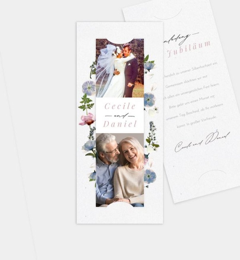 Einladungskarte Silberhochzeit Blossom of love