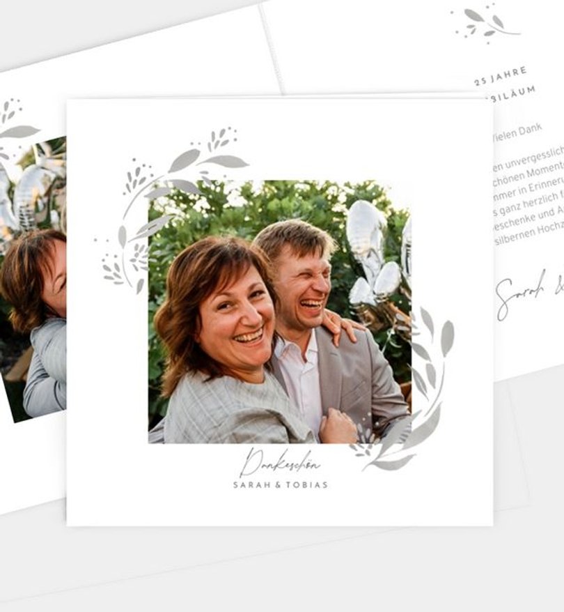 Dankeskarte Silberhochzeit Silberregen
