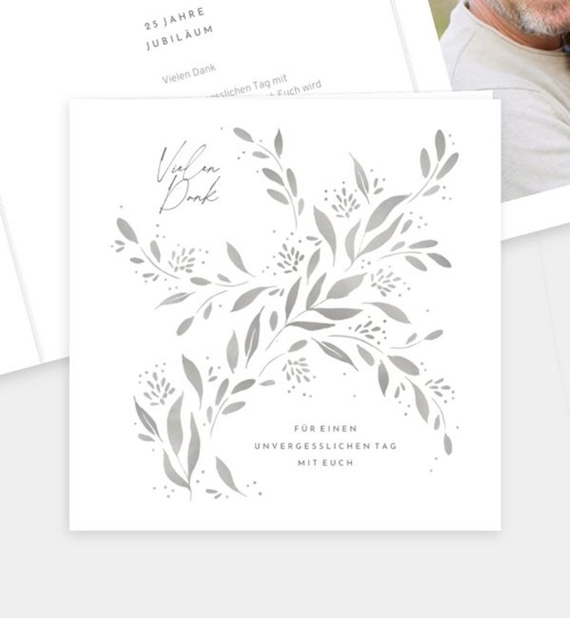 Dankeskarte Silberhochzeit Silberregen
