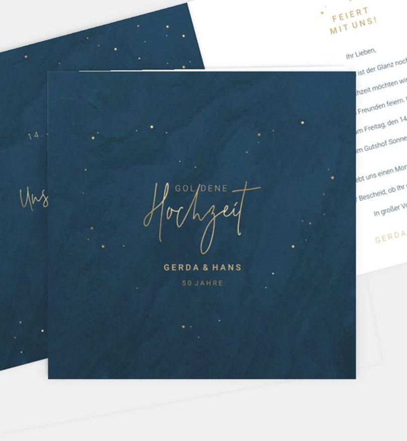 Einladungskarte Goldene-Hochzeit Sparkling Night