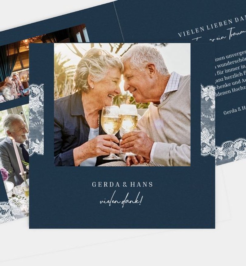 Dankeskarte Goldene-Hochzeit Spitze