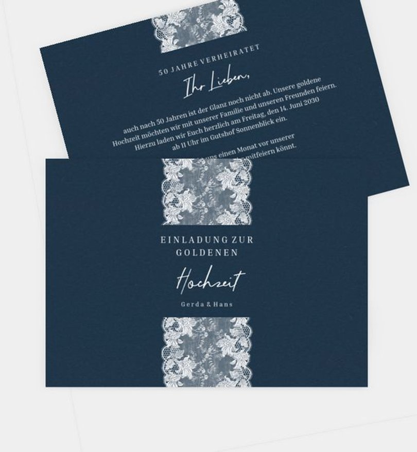 Einladungskarte Goldene-Hochzeit Spitze