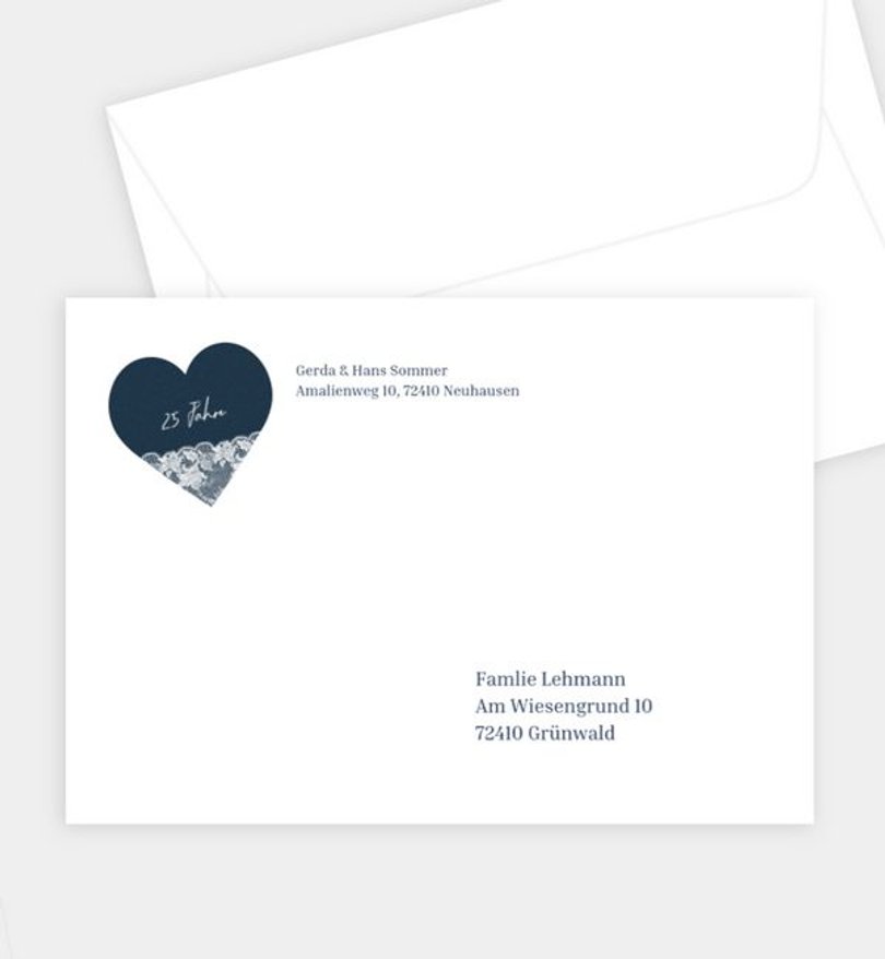 Briefumschlag Silberhochzeit Spitze