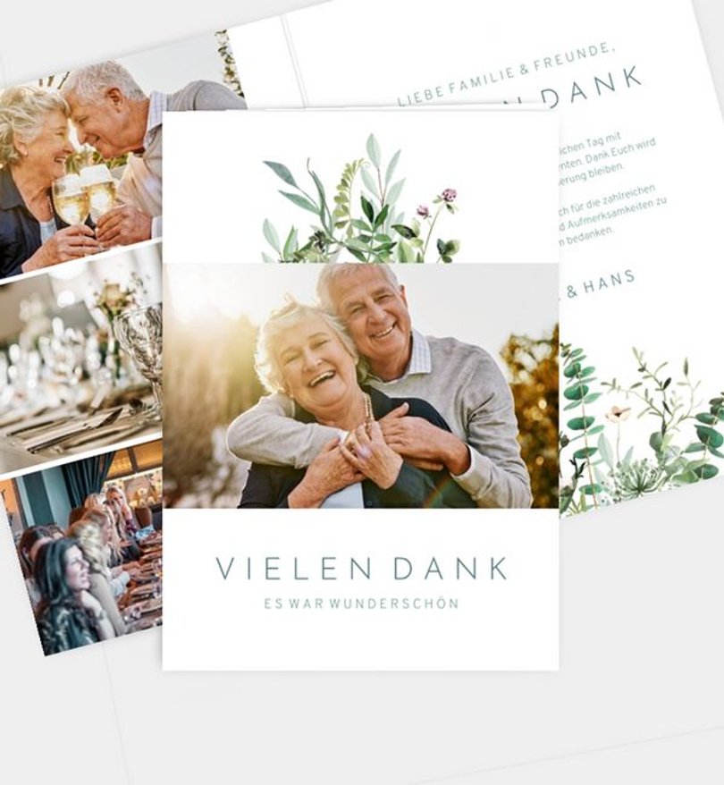 Dankeskarte Goldene-Hochzeit Greenbouquet