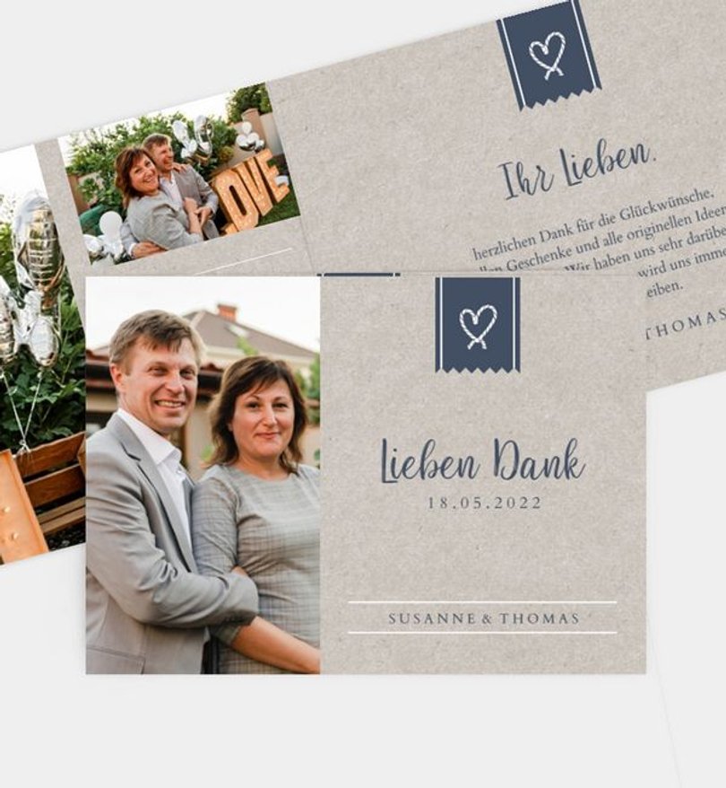 Dankeskarte Silberhochzeit Tag am Meer