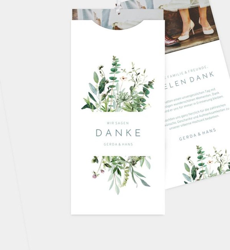 Dankeskarte Silberhochzeit Greenbouquet
