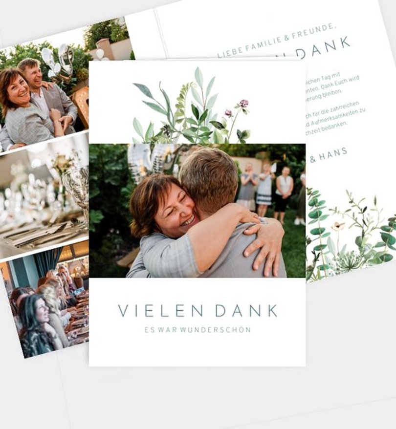 Dankeskarte Silberhochzeit Greenbouquet