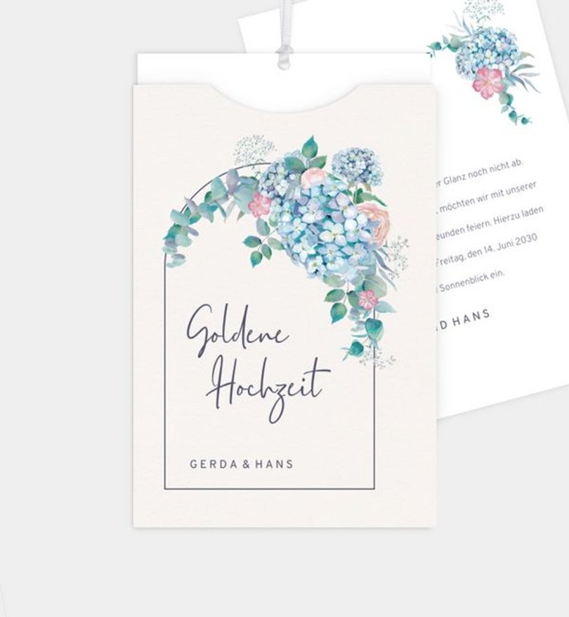 Einladungskarte Goldene-Hochzeit Helles Bouquet · Vintage