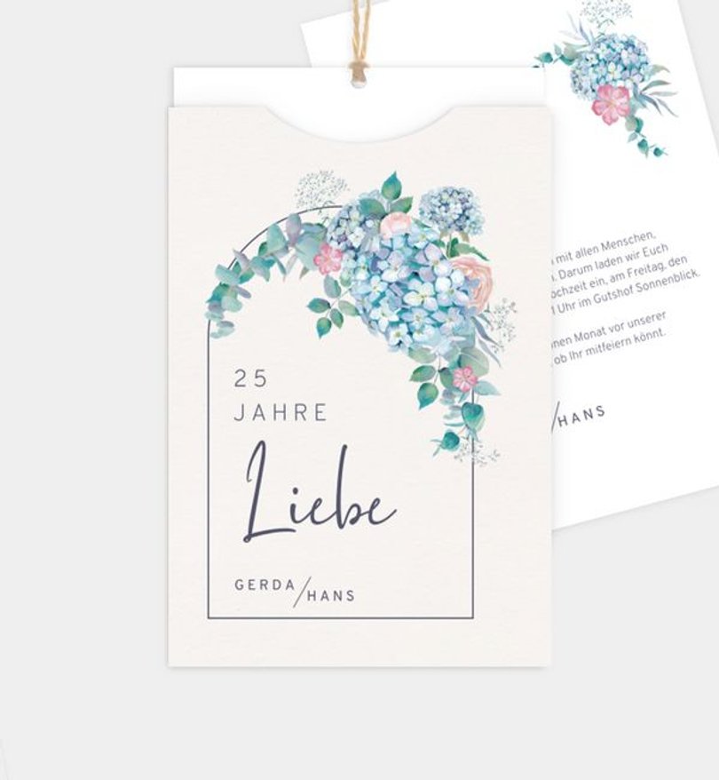 Einladungskarte Silberhochzeit Helles Bouquet · Vintage