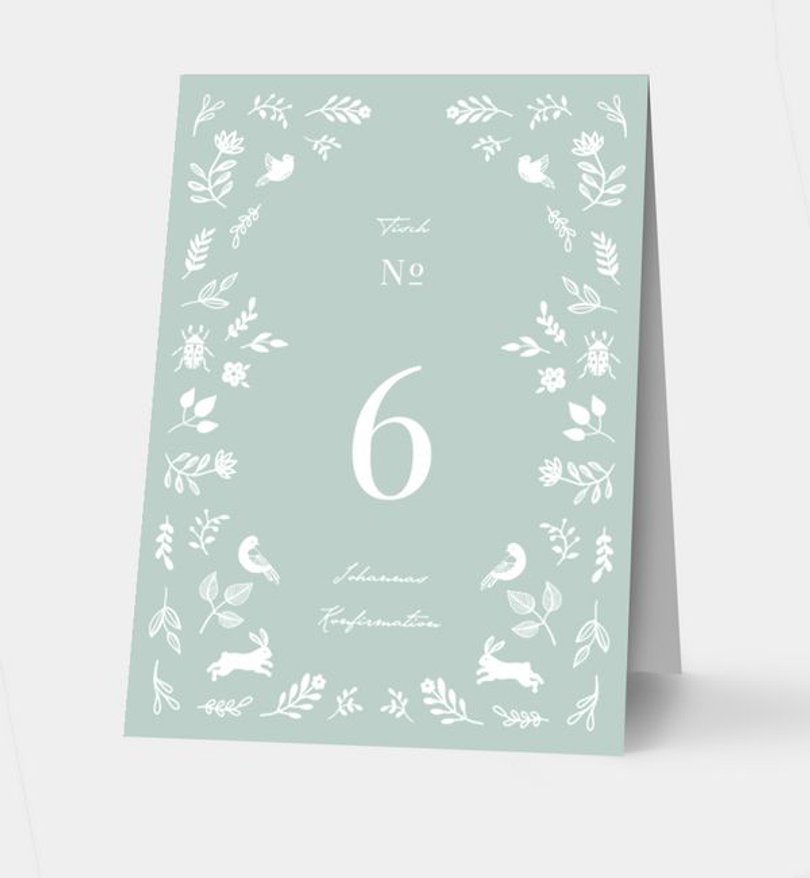 Tischnummer Konfirmation Nature Blessing