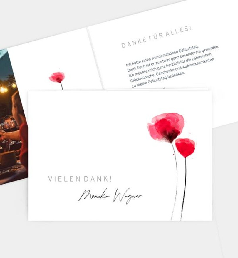 Dankeskarte Geburtstag Mohn