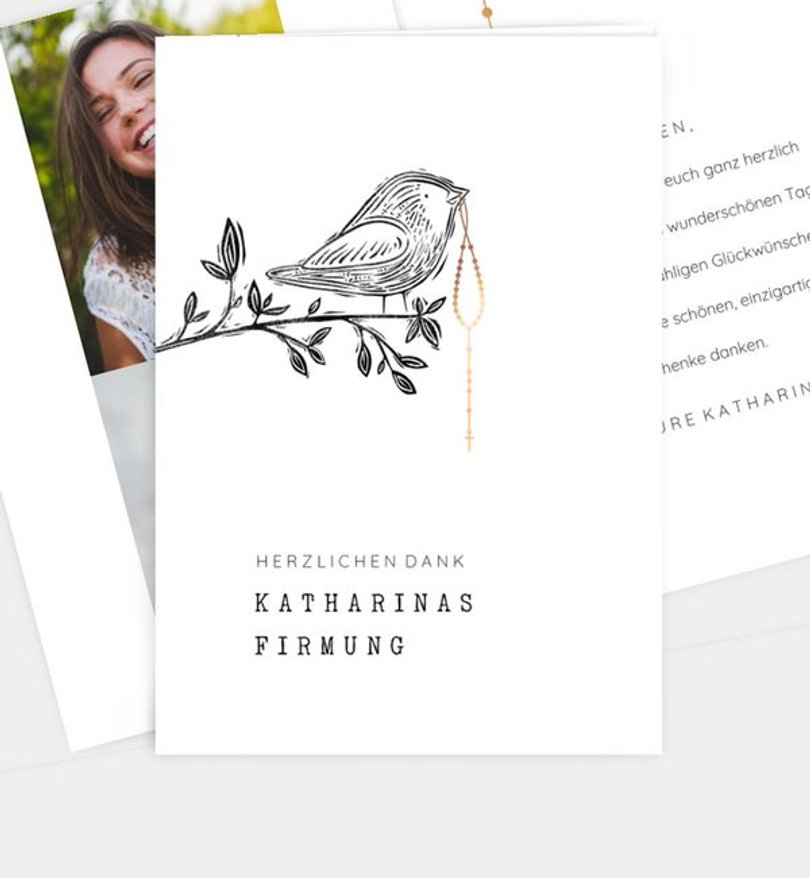 Dankeskarte Firmung Little Bird