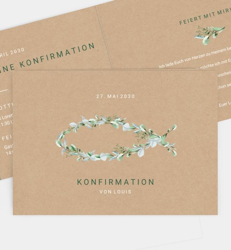 Einladungskarte Konfirmation Sagenhafter Fisch · Vintage