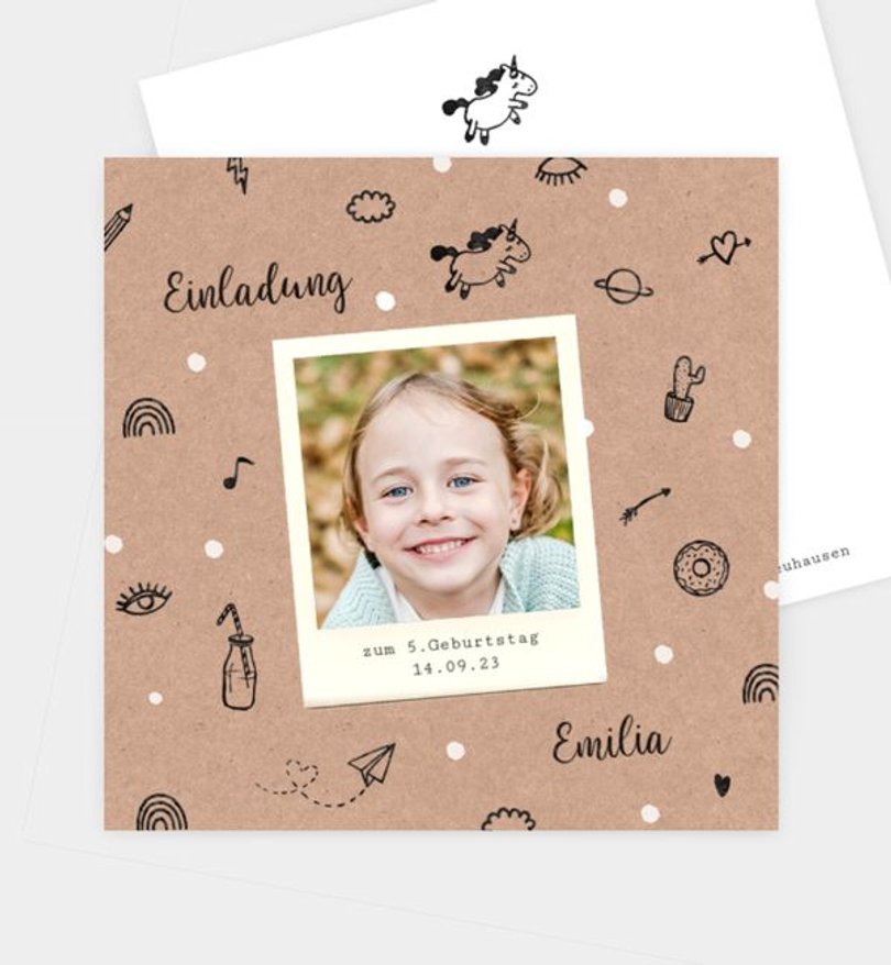 Einladungskarte Kindergeburtstag Scribble · Vintage