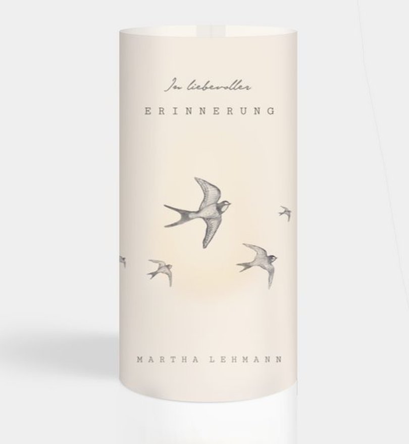 Windlichtkarte Trauer Swallow