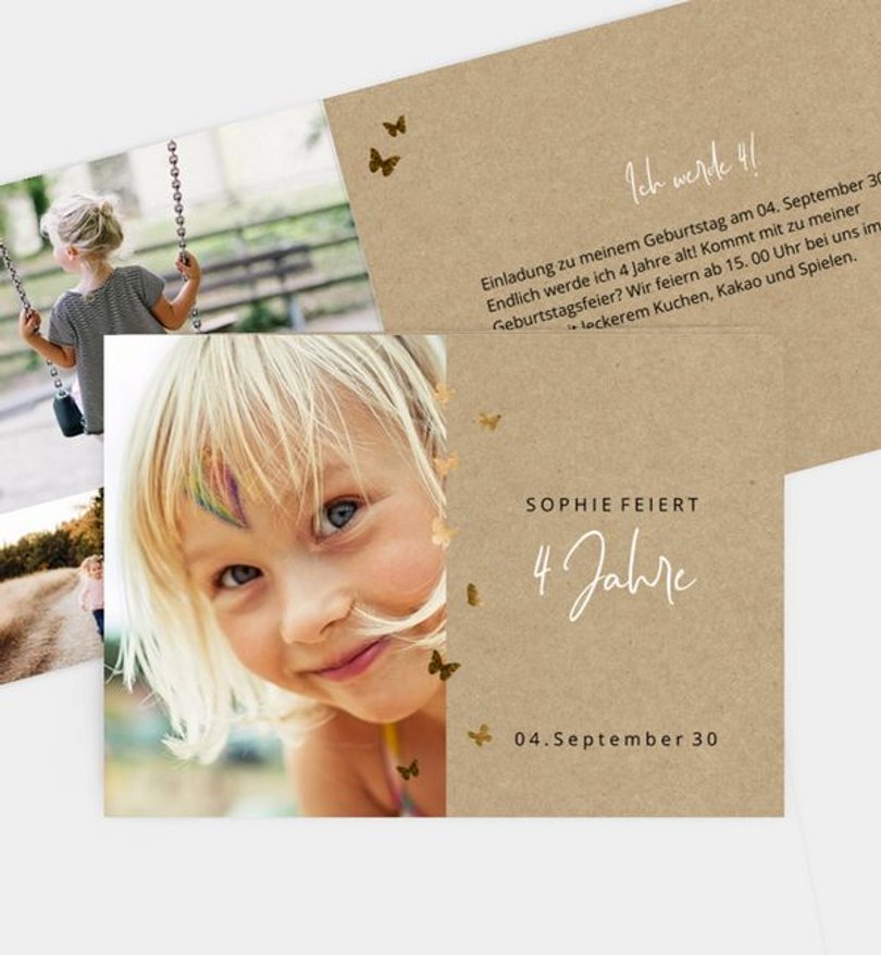 Einladungskarte Kindergeburtstag Butterfly