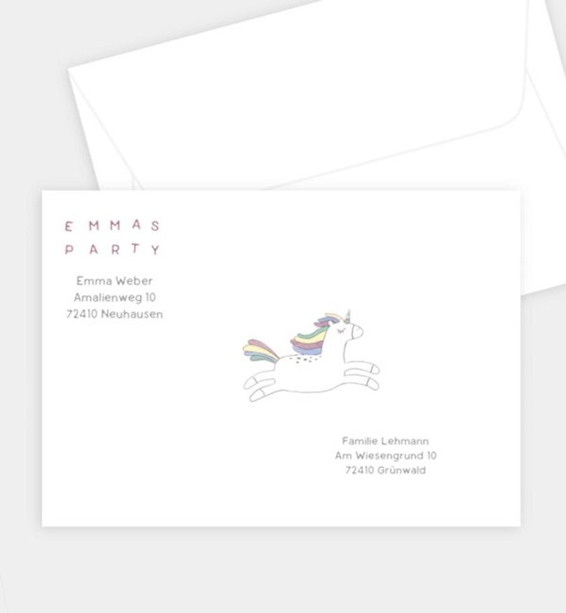 Briefumschlag Kindergeburtstag Unicorn