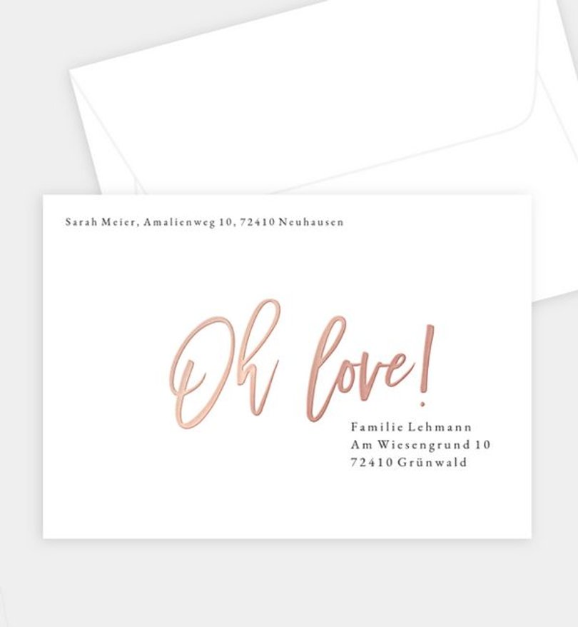 Briefumschlag Hochzeit Rosegold · Crafty