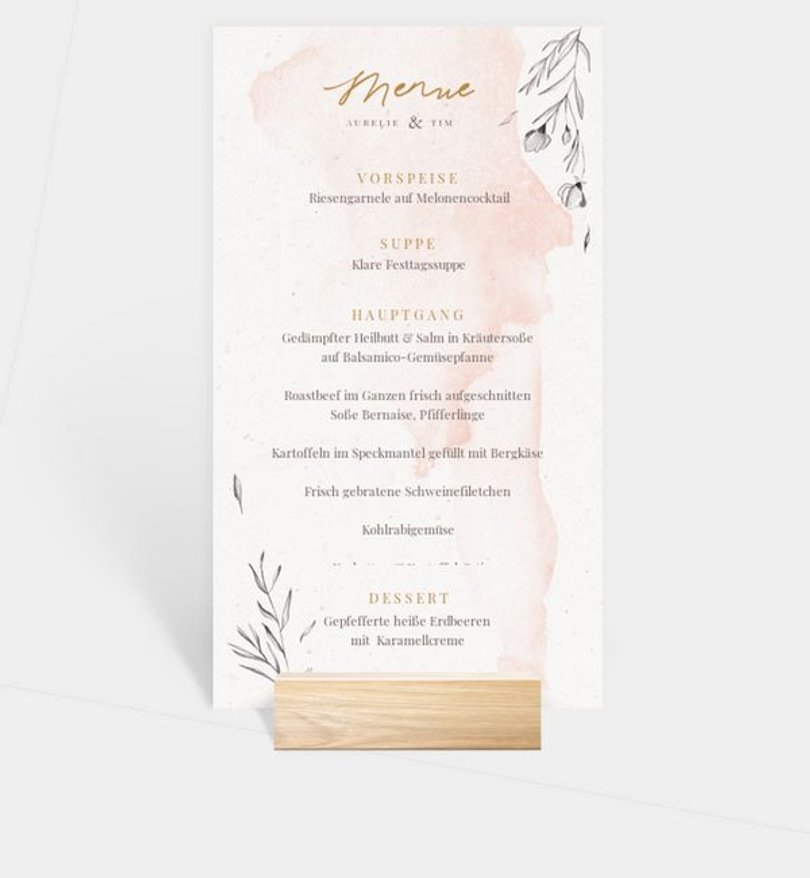 Menükarte Hochzeit Lovely Blush