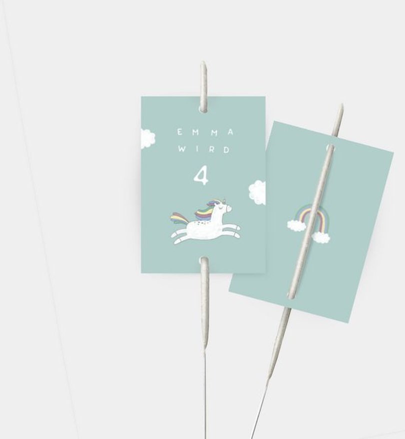 Wunderkerzenetikett Kindergeburtstag Unicorn