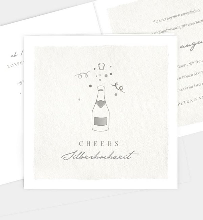 Einladungskarte Silberhochzeit Champagne