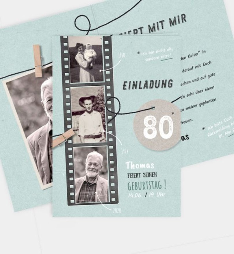 Einladungskarte Geburtstag Filmstreifen
