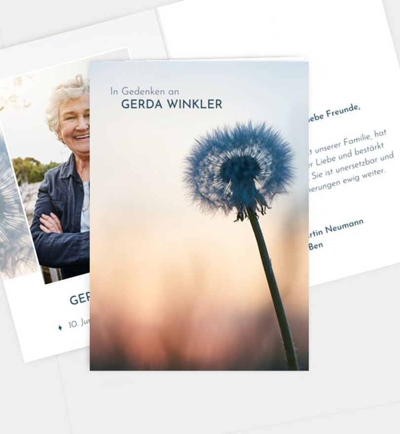 Trauerkarte Trauer Pusteblume