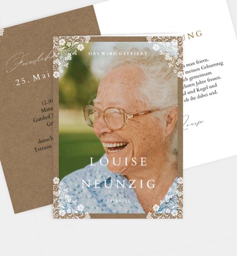 Einladungskarte Geburtstag Vintage lace