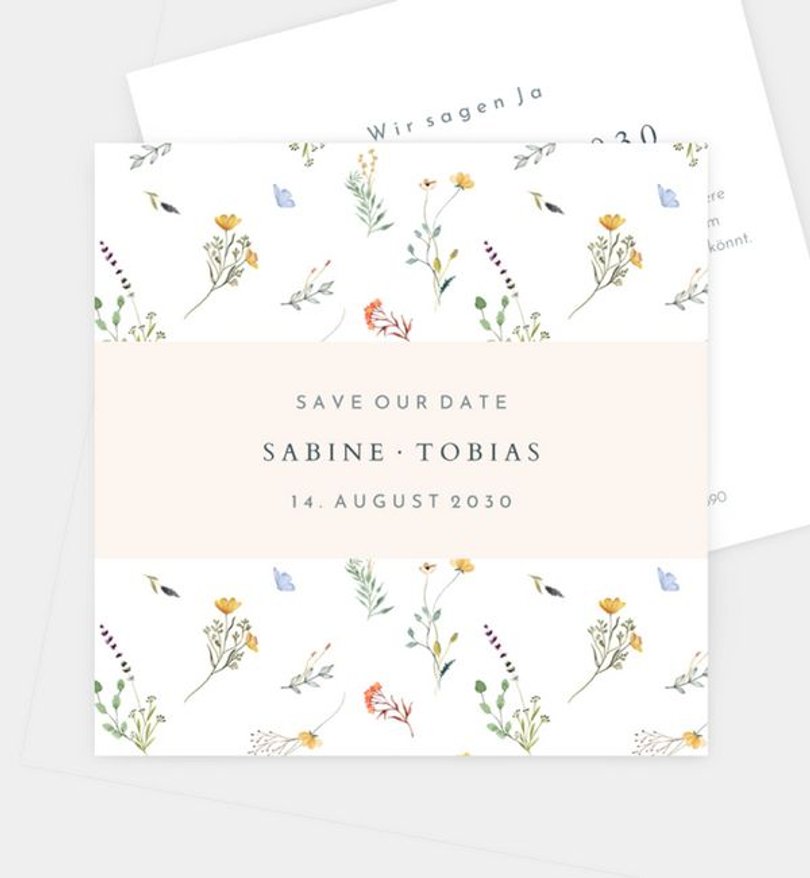 Save-The-Date Karte Hochzeit Allover floral print