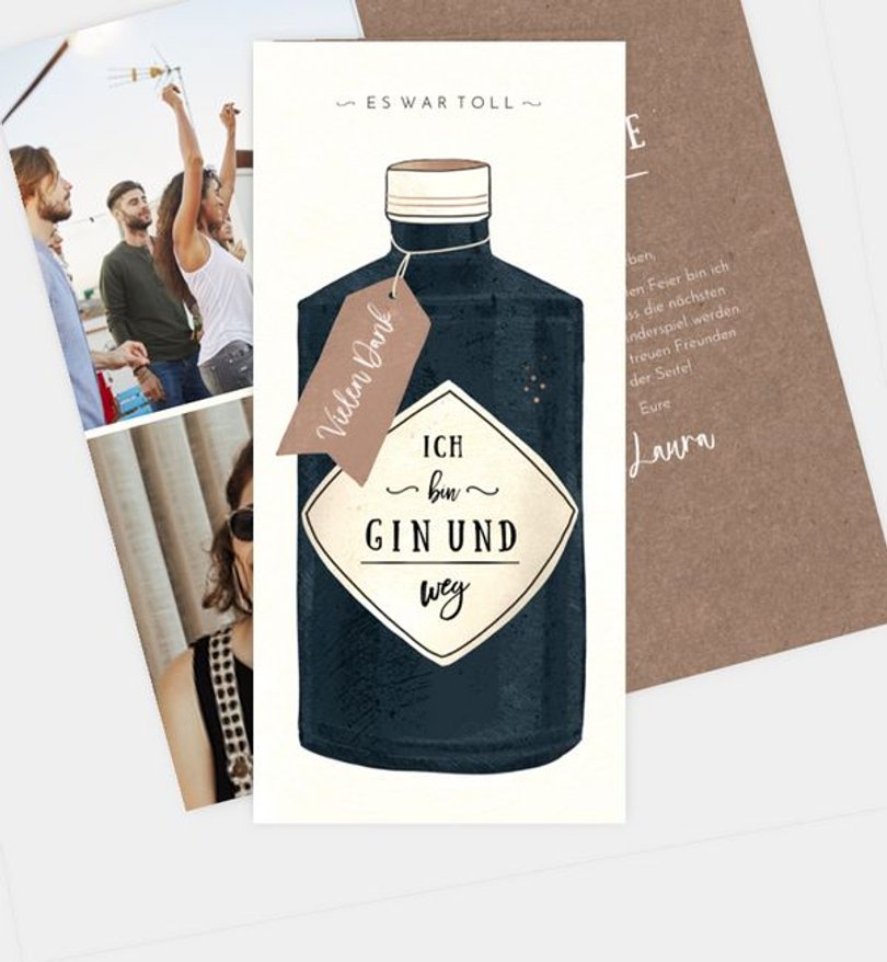 Dankeskarte Geburtstag Gin Gin
