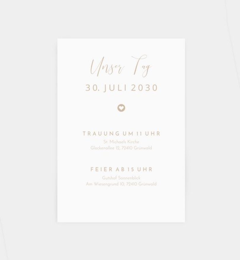 Einlegeblatt bedruckt Hochzeit Easy Wedding