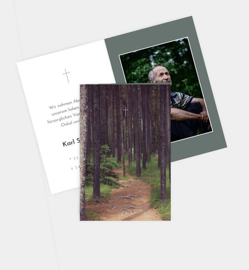 Sterbebilder Trauer Waldweg