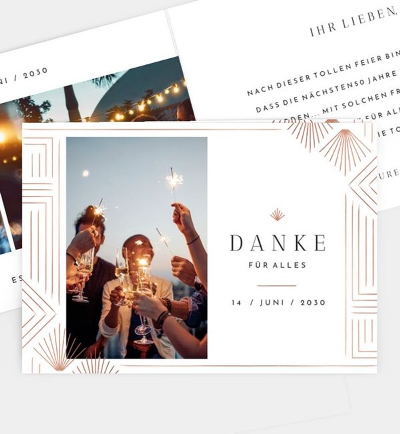 Dankeskarte Geburtstag Art Deco
