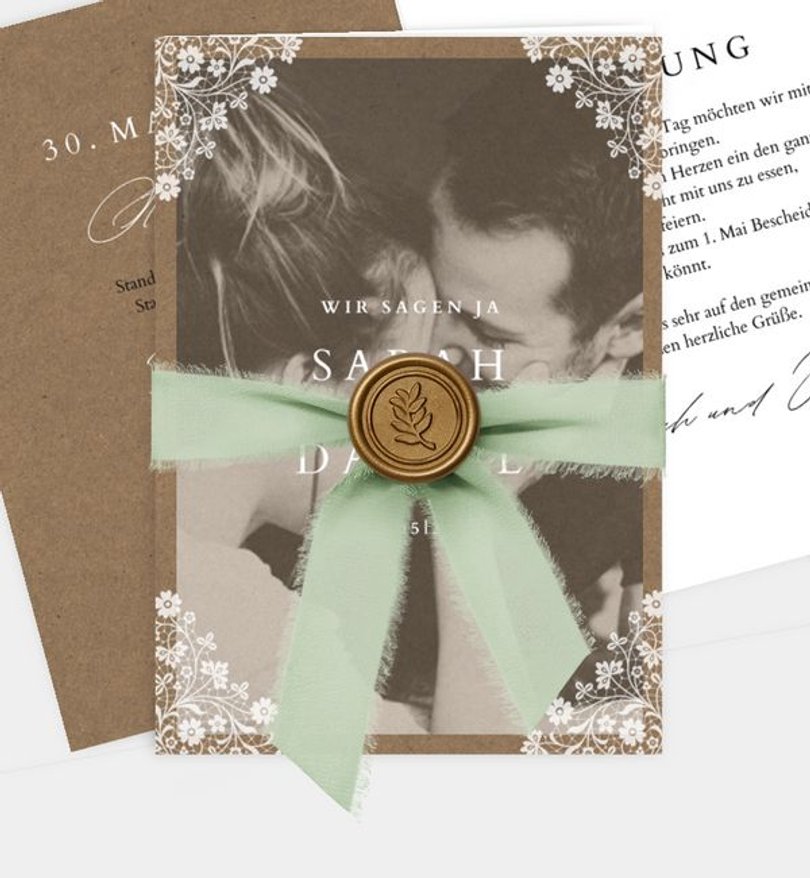 Einladungskarte Hochzeit Vintage Lace