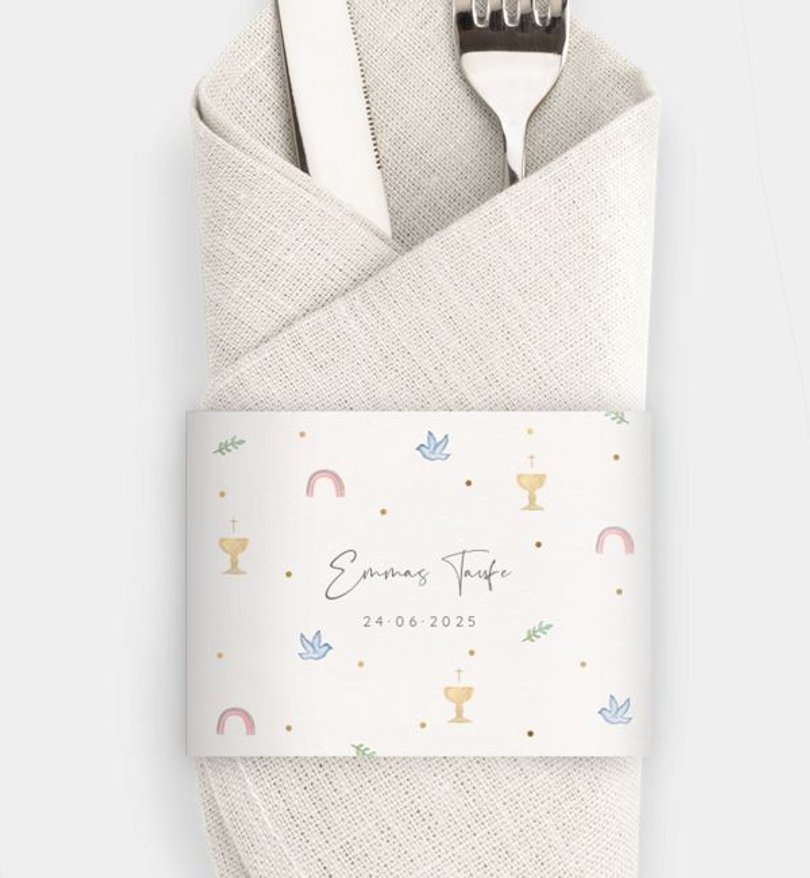 Besteck Servietten-Zubehör Taufe Aquarell Muster