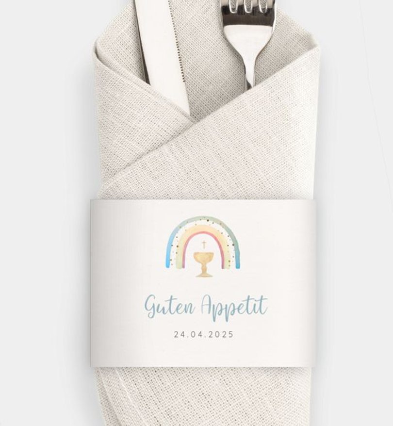 Besteck Servietten-Zubehör Taufe Rainbow Aquarell