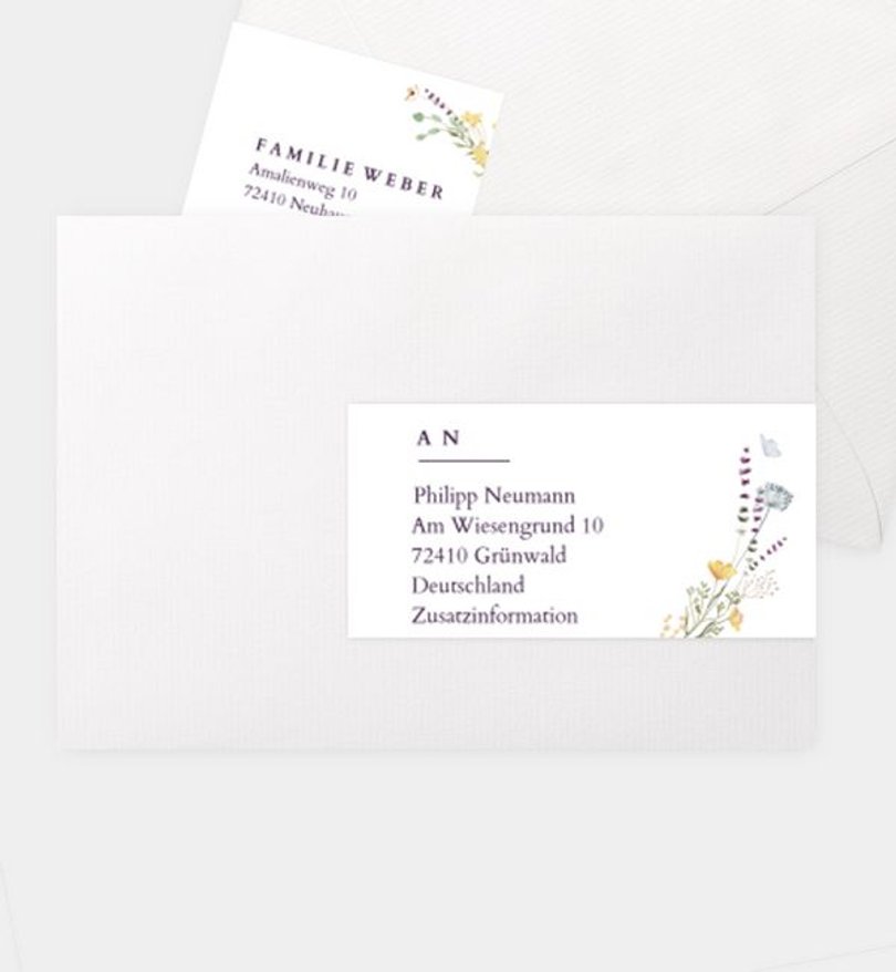 Adressaufkleber Taufe Blütengarten