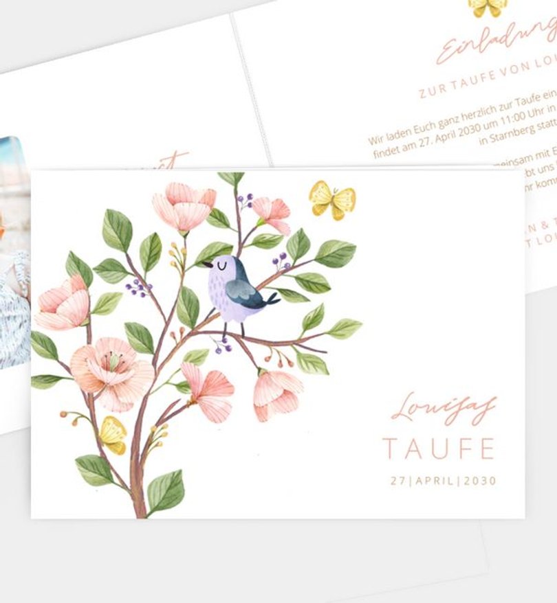 Einladungskarte Taufe Mein bunter Baum