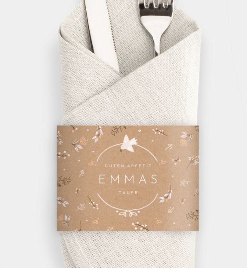 Besteck Servietten-Zubehör Taufe Vogelgesang