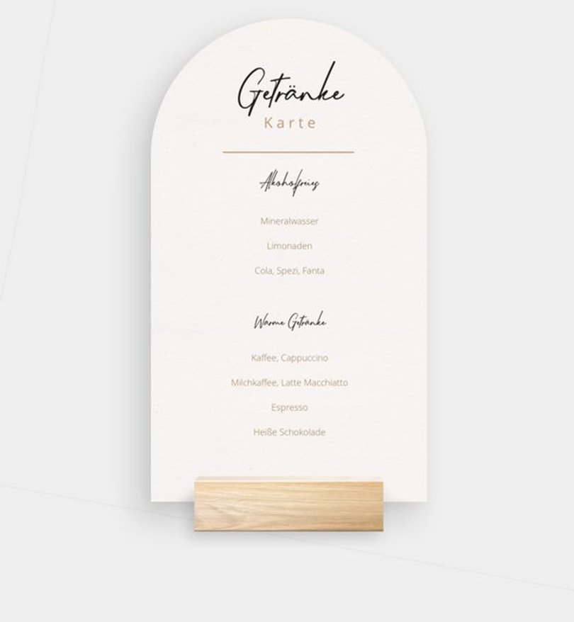 Getränkekarte Hochzeit Ringe