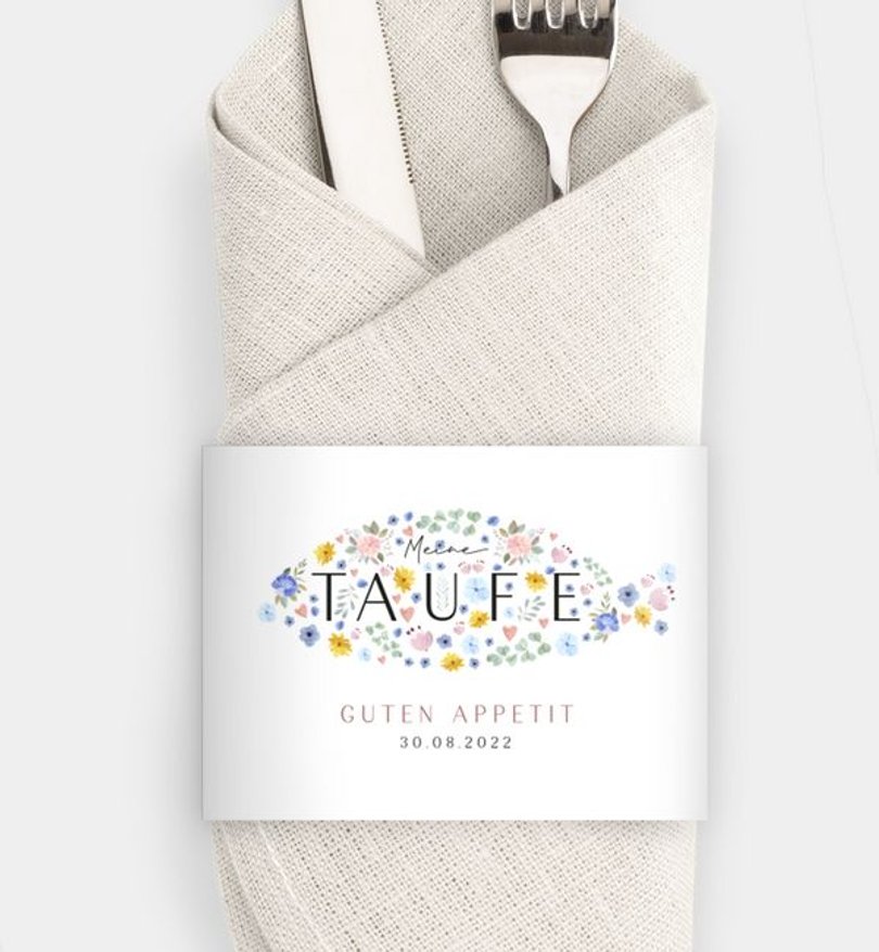 Besteck Servietten-Zubehör Taufe Zarter Blütenfisch