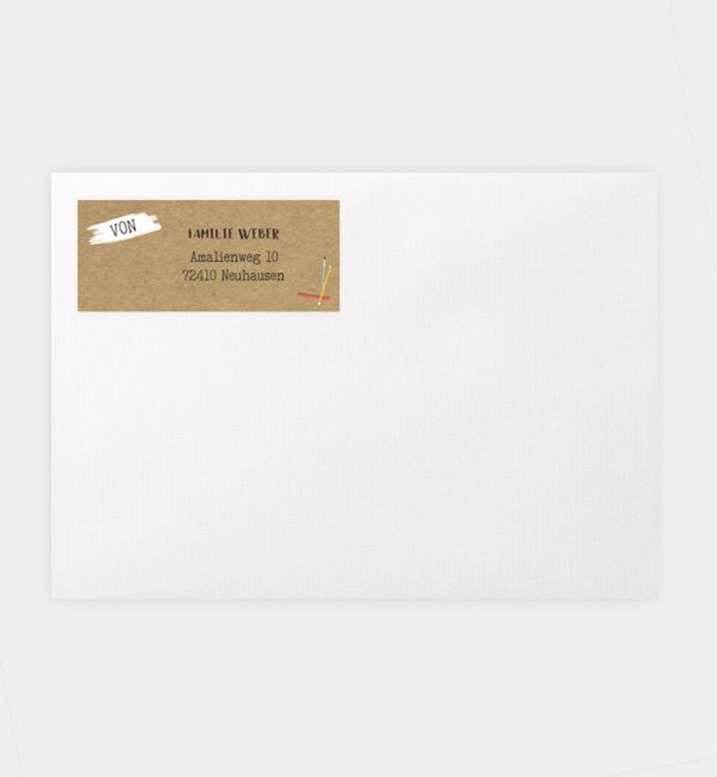Absenderaufkleber Einschulung Pinboard